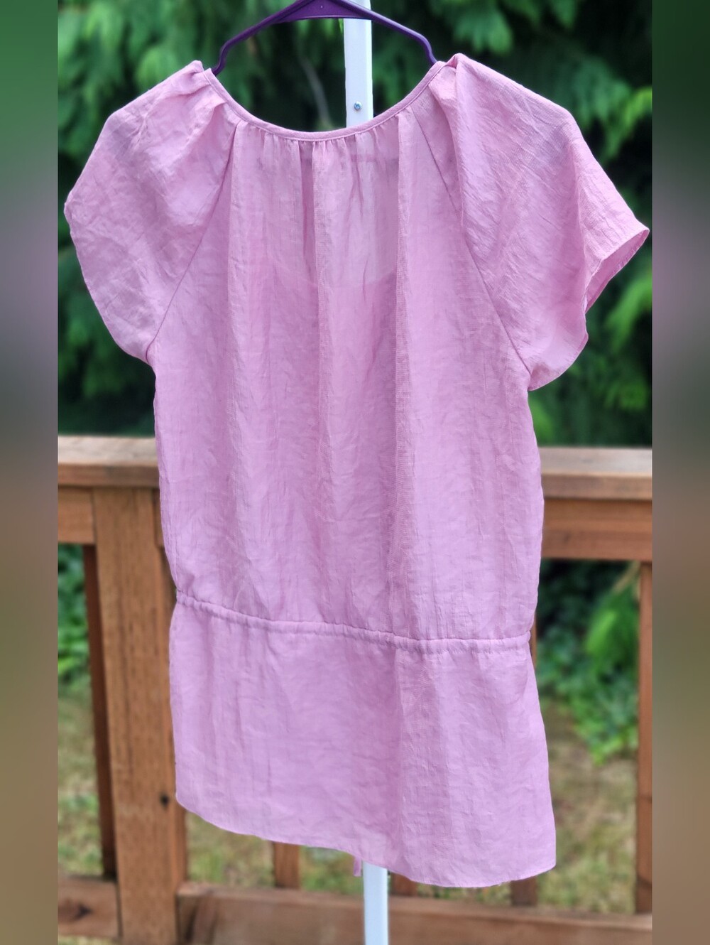 Banana Republic Pink Ruffle Drawstring Blouse - Picture 5 of 5